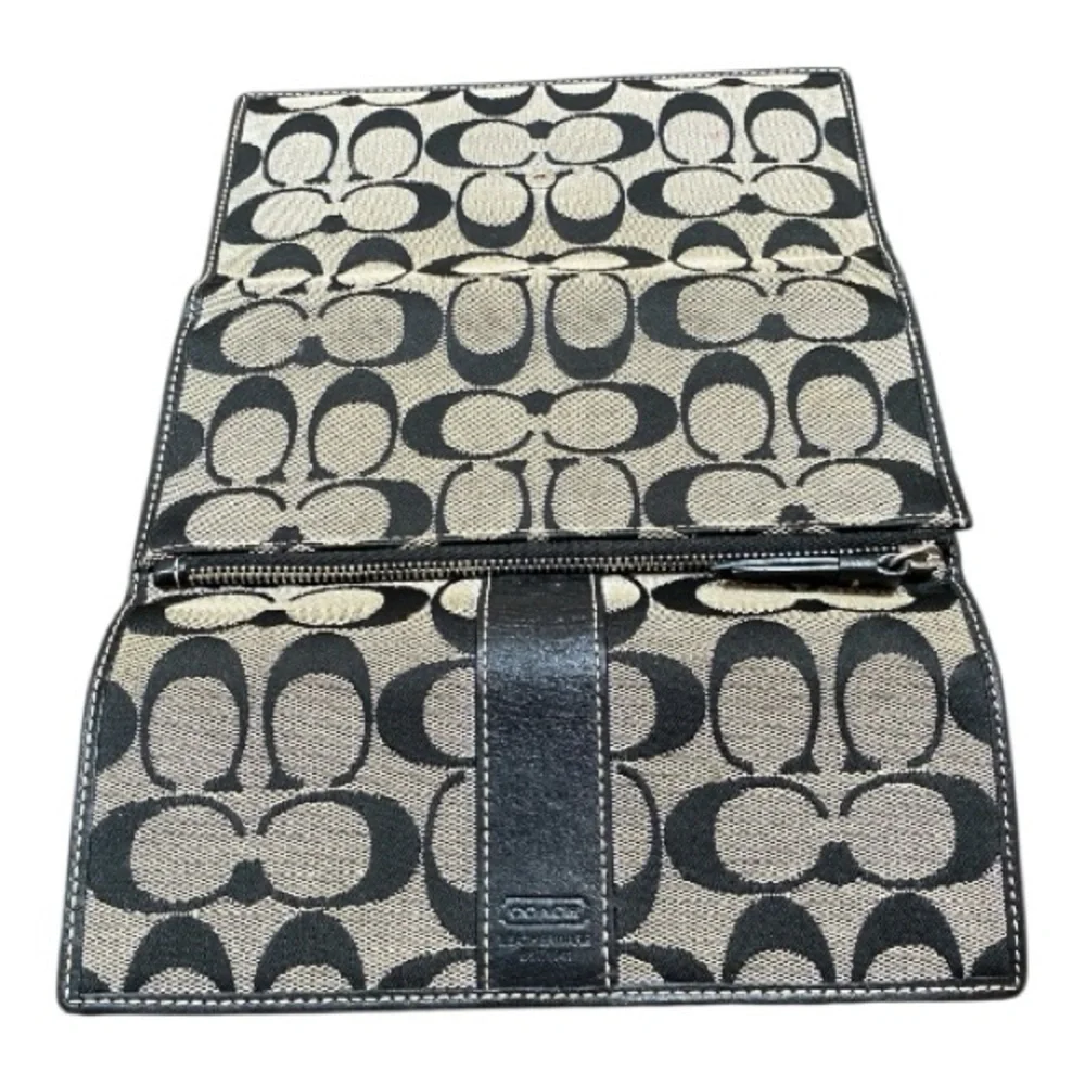 Vintage Coach Black And  Gray Legacy Trifold Signature Wallet